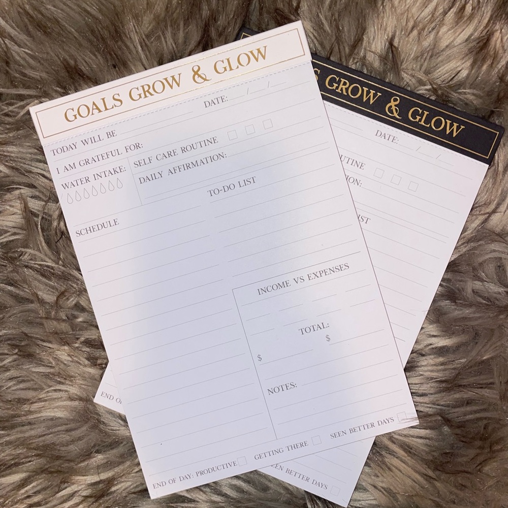 Goals and glow notepad